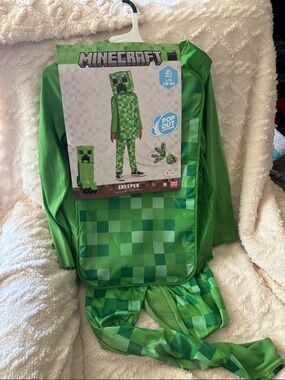 Minecraft  creeper. Kids Costume - Green Lg 10-
